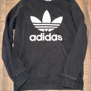 adidas Black Crewneck Sweatshirt with White Trefoil Logo